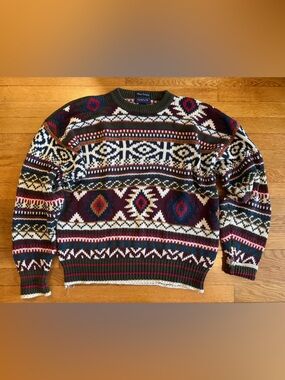 Gant Men's Fair Isle Sweater in Burgundy, Navy, Cream, and Olive